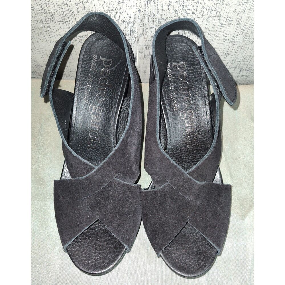 Pedro Garcia Black Suede Cross Strap Slingback Sandals Sz 39